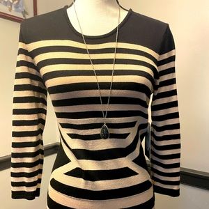 Black Stripe Form Fitting Sweater Dress